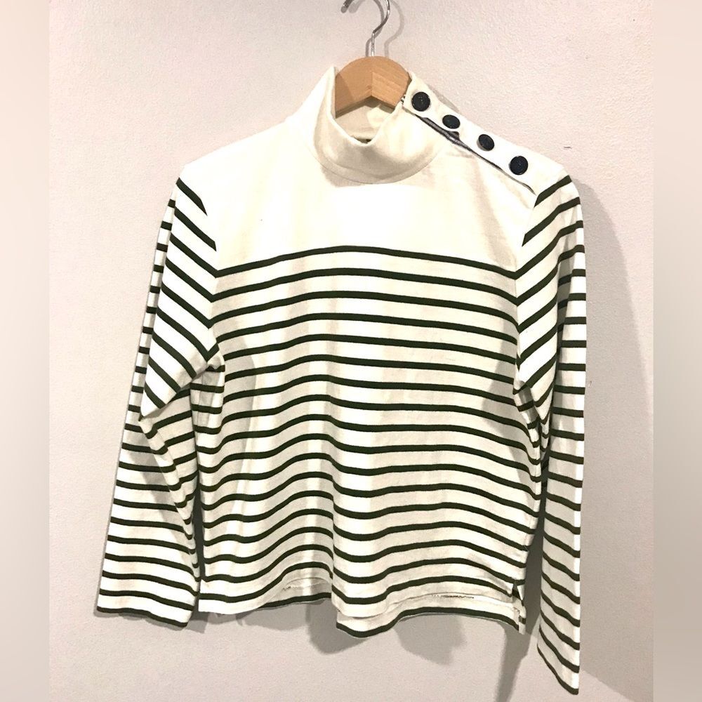 J. Crew long sleeves sweatshirt green strips costal beach summer Women’s L - Picture 1 of 6